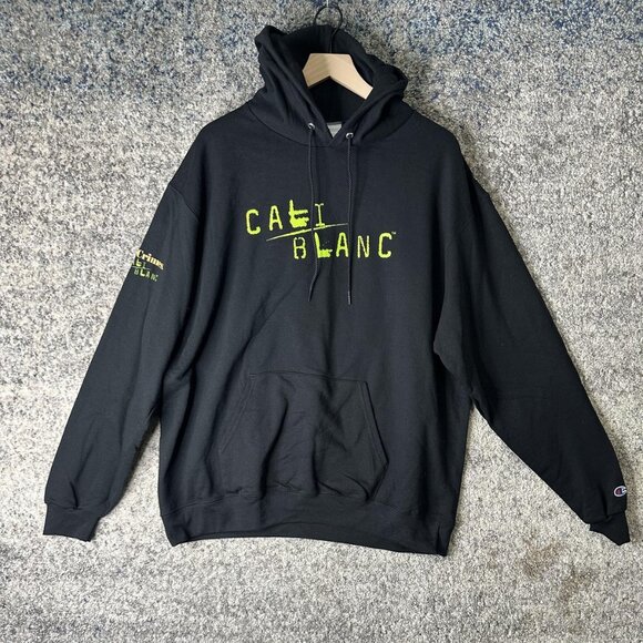 Champion Hoodie Mens XL Black Powerblend CALI BLANC 19 Crimes Fleece Pullover - Picture 1 of 9
